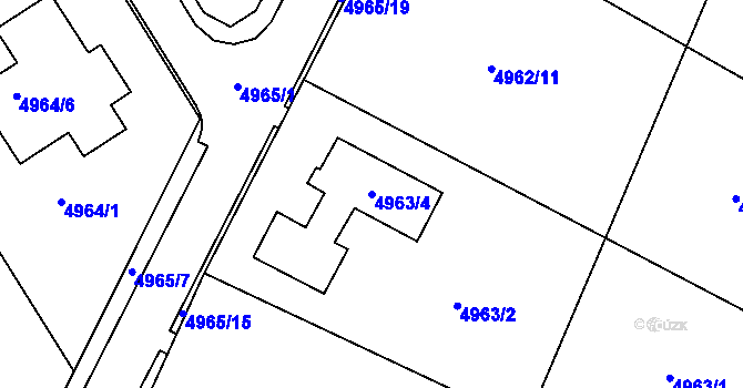 Parcela st. 4963/4 v KÚ Lískovec u Frýdku-Místku, Katastrální mapa