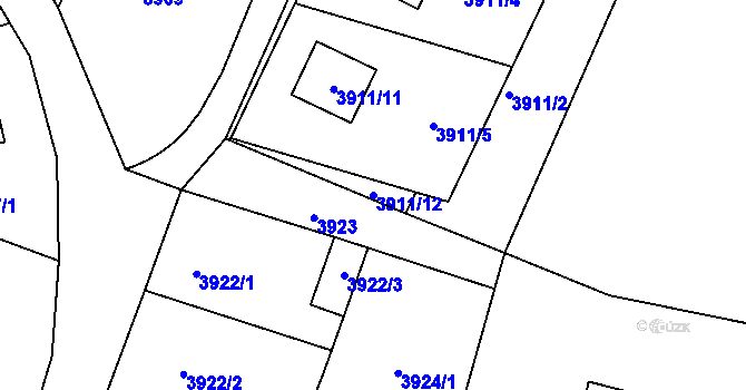 Parcela st. 3911/12 v KÚ Lískovec u Frýdku-Místku, Katastrální mapa