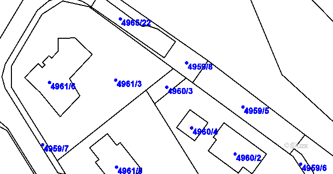 Parcela st. 4960/3 v KÚ Lískovec u Frýdku-Místku, Katastrální mapa