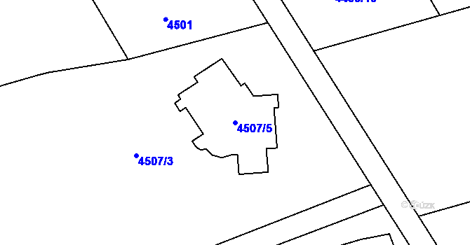 Parcela st. 4507/5 v KÚ Lískovec u Frýdku-Místku, Katastrální mapa