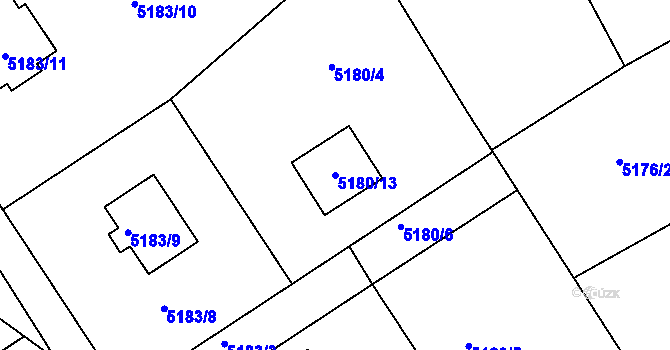 Parcela st. 5180/13 v KÚ Lískovec u Frýdku-Místku, Katastrální mapa