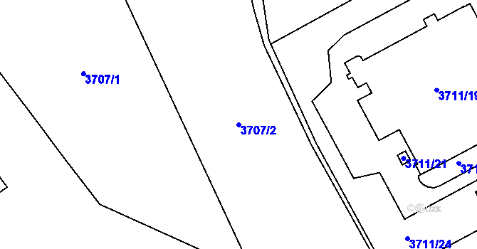 Parcela st. 3707/2 v KÚ Lískovec u Frýdku-Místku, Katastrální mapa