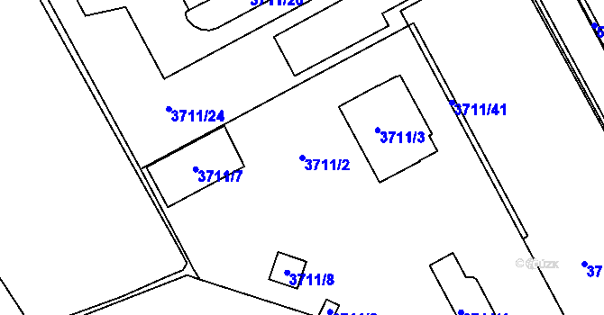Parcela st. 3711/2 v KÚ Lískovec u Frýdku-Místku, Katastrální mapa