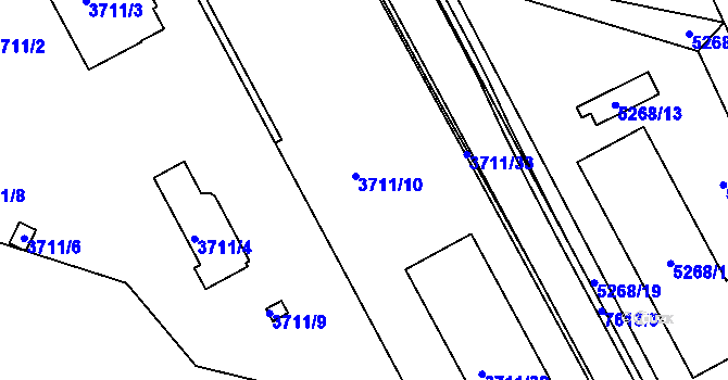 Parcela st. 3711/10 v KÚ Lískovec u Frýdku-Místku, Katastrální mapa