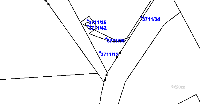 Parcela st. 3711/12 v KÚ Lískovec u Frýdku-Místku, Katastrální mapa
