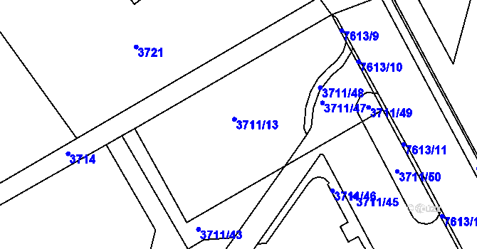 Parcela st. 3711/13 v KÚ Lískovec u Frýdku-Místku, Katastrální mapa