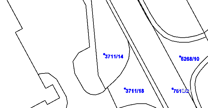 Parcela st. 3711/14 v KÚ Lískovec u Frýdku-Místku, Katastrální mapa
