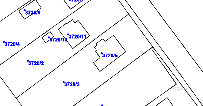 Parcela st. 3720/5 v KÚ Lískovec u Frýdku-Místku, Katastrální mapa