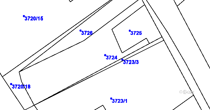 Parcela st. 3724 v KÚ Lískovec u Frýdku-Místku, Katastrální mapa