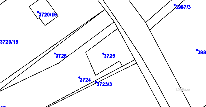 Parcela st. 3725 v KÚ Lískovec u Frýdku-Místku, Katastrální mapa