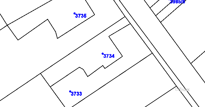 Parcela st. 3734 v KÚ Lískovec u Frýdku-Místku, Katastrální mapa