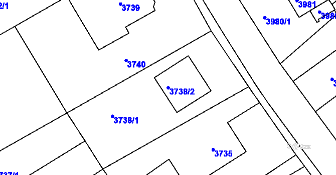 Parcela st. 3738/2 v KÚ Lískovec u Frýdku-Místku, Katastrální mapa