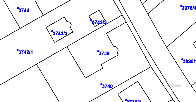 Parcela st. 3739 v KÚ Lískovec u Frýdku-Místku, Katastrální mapa