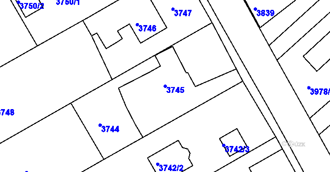 Parcela st. 3745 v KÚ Lískovec u Frýdku-Místku, Katastrální mapa