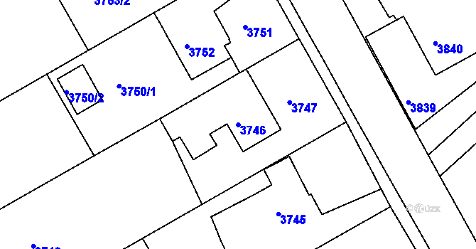 Parcela st. 3746 v KÚ Lískovec u Frýdku-Místku, Katastrální mapa