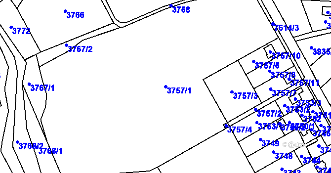 Parcela st. 3757/1 v KÚ Lískovec u Frýdku-Místku, Katastrální mapa