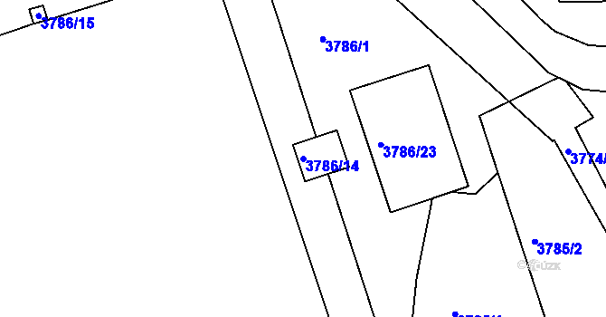 Parcela st. 3786/14 v KÚ Lískovec u Frýdku-Místku, Katastrální mapa