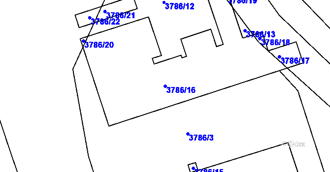 Parcela st. 3786/16 v KÚ Lískovec u Frýdku-Místku, Katastrální mapa