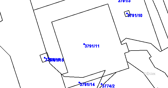 Parcela st. 3791/11 v KÚ Lískovec u Frýdku-Místku, Katastrální mapa