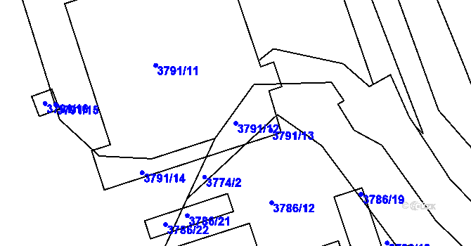 Parcela st. 3791/12 v KÚ Lískovec u Frýdku-Místku, Katastrální mapa