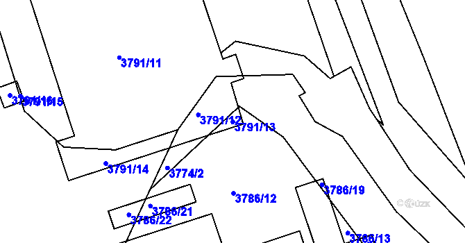 Parcela st. 3791/13 v KÚ Lískovec u Frýdku-Místku, Katastrální mapa