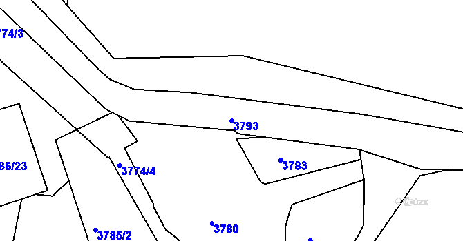 Parcela st. 3793 v KÚ Lískovec u Frýdku-Místku, Katastrální mapa