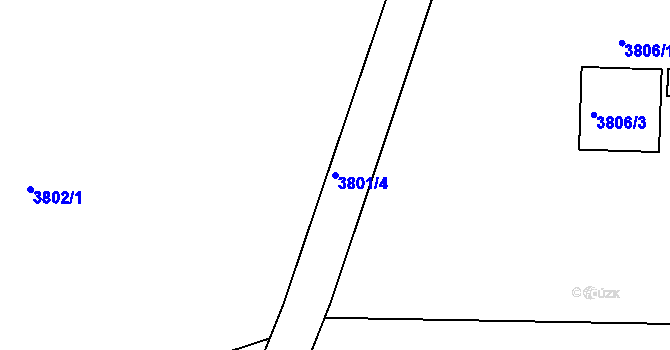 Parcela st. 3801/4 v KÚ Lískovec u Frýdku-Místku, Katastrální mapa