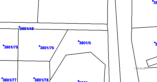 Parcela st. 3801/5 v KÚ Lískovec u Frýdku-Místku, Katastrální mapa