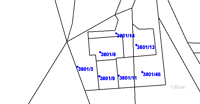 Parcela st. 3801/8 v KÚ Lískovec u Frýdku-Místku, Katastrální mapa