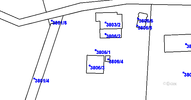 Parcela st. 3806/1 v KÚ Lískovec u Frýdku-Místku, Katastrální mapa