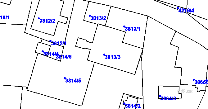 Parcela st. 3813/3 v KÚ Lískovec u Frýdku-Místku, Katastrální mapa