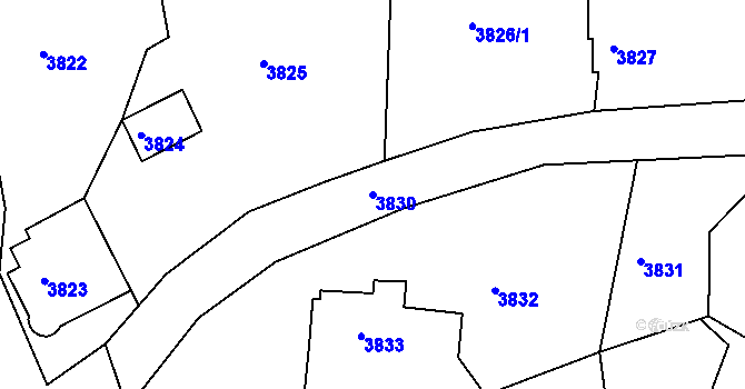 Parcela st. 3830 v KÚ Lískovec u Frýdku-Místku, Katastrální mapa
