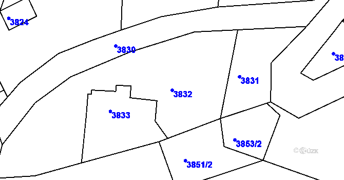 Parcela st. 3832 v KÚ Lískovec u Frýdku-Místku, Katastrální mapa