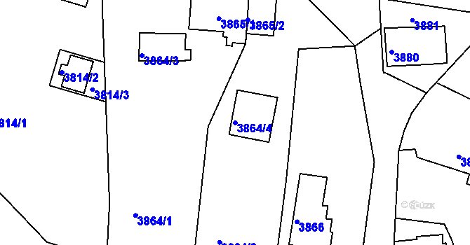 Parcela st. 3864/4 v KÚ Lískovec u Frýdku-Místku, Katastrální mapa