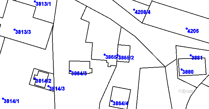 Parcela st. 3865/1 v KÚ Lískovec u Frýdku-Místku, Katastrální mapa