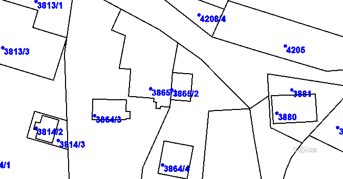 Parcela st. 3865/2 v KÚ Lískovec u Frýdku-Místku, Katastrální mapa