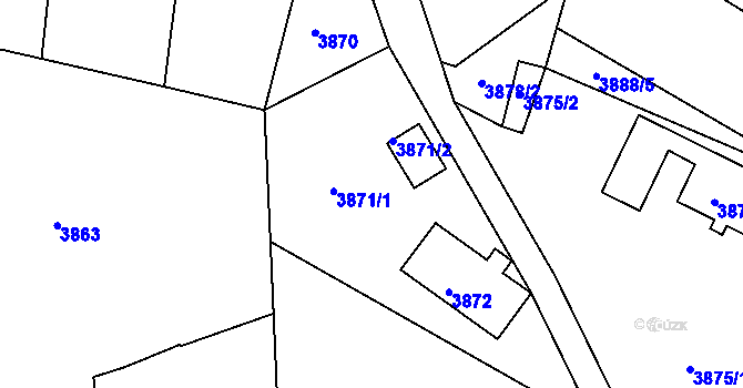 Parcela st. 3871 v KÚ Lískovec u Frýdku-Místku, Katastrální mapa