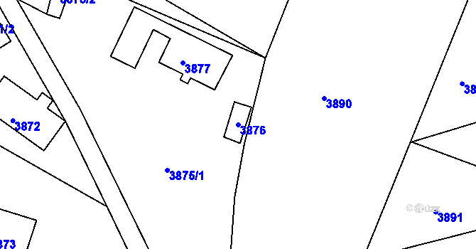 Parcela st. 3876 v KÚ Lískovec u Frýdku-Místku, Katastrální mapa
