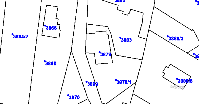 Parcela st. 3879 v KÚ Lískovec u Frýdku-Místku, Katastrální mapa