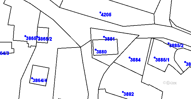 Parcela st. 3880 v KÚ Lískovec u Frýdku-Místku, Katastrální mapa