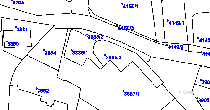 Parcela st. 3885/3 v KÚ Lískovec u Frýdku-Místku, Katastrální mapa