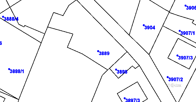 Parcela st. 3889 v KÚ Lískovec u Frýdku-Místku, Katastrální mapa