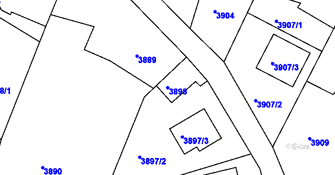 Parcela st. 3898 v KÚ Lískovec u Frýdku-Místku, Katastrální mapa