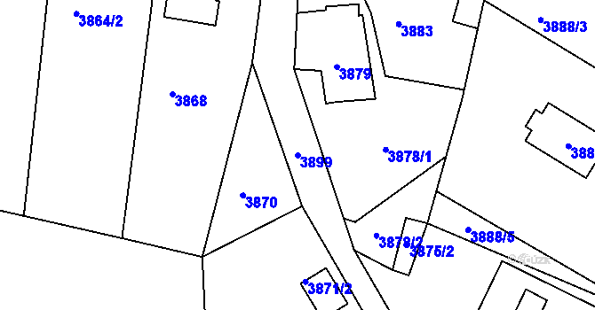 Parcela st. 3899 v KÚ Lískovec u Frýdku-Místku, Katastrální mapa