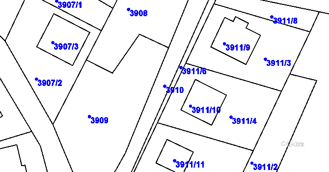 Parcela st. 3910 v KÚ Lískovec u Frýdku-Místku, Katastrální mapa