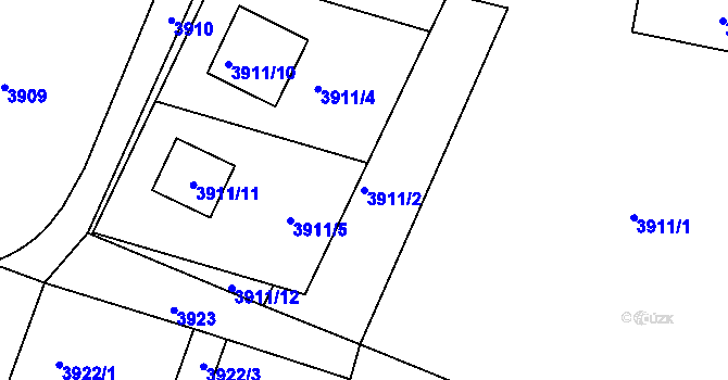 Parcela st. 3911/2 v KÚ Lískovec u Frýdku-Místku, Katastrální mapa
