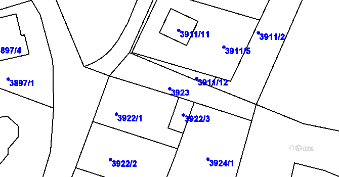 Parcela st. 3923 v KÚ Lískovec u Frýdku-Místku, Katastrální mapa