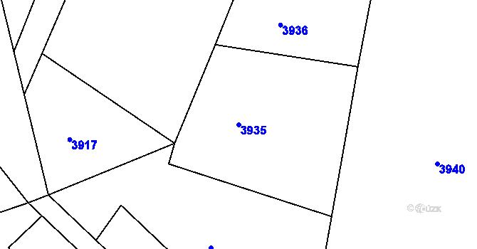 Parcela st. 3935 v KÚ Lískovec u Frýdku-Místku, Katastrální mapa