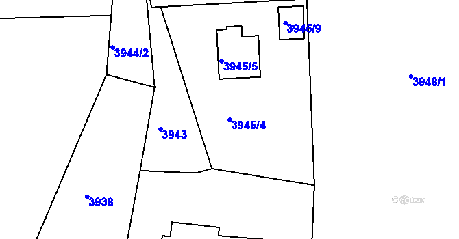 Parcela st. 3945/4 v KÚ Lískovec u Frýdku-Místku, Katastrální mapa