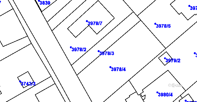 Parcela st. 3978/3 v KÚ Lískovec u Frýdku-Místku, Katastrální mapa
